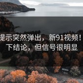 平台提示突然弹出，新91视频！我不下结论，但信号很明显
